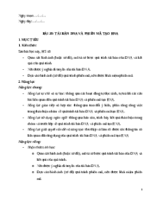 Giáo án Bài 39 KHTN 9 Kết nối tri thức (2024): Tái bản DNA và phiên mã tạo RNA