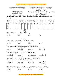Đề thi vào 10 môn Toán tỉnh Kiên Giang năm 2022