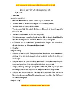 Giáo án Bài tiết và cân bằng nội môi Sinh học 11 Cánh diều