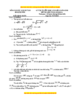 Đề thi vào 10 môn Toán tỉnh Bình Phước (Hệ không chuyên) năm 2021