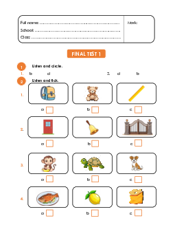 Bộ đề thi cuối kì 1 Tiếng Anh lớp 1 Global success có đáp án