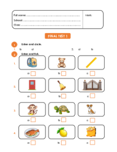 Bộ đề thi cuối kì 1 Tiếng Anh lớp 1 Global success có đáp án