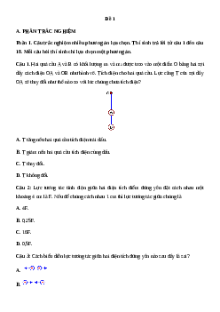 Đề thi giữa kì 2 Vật lí 11 Kết nối tri thức (Đề 1 cấu trúc mới)