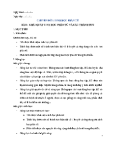 Giáo án chuyên đề Bài 1: Khái quát sinh học phân tử và thành tựu Sinh học 12 Kết nối tri thức
