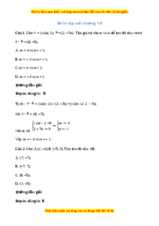 Trắc nghiệm Tổng hợp Chương 7 Toán 10 Cánh diều
