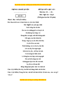 Đề thi giữa kì 1 Ngữ văn 6 Chân trời sáng tạo (đề 3)