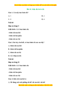 Trắc nghiệm Bài 10: Hình cắt và mặt cắt