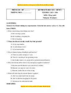 Bộ 10 đề thi giữa kì 2 Tiếng Anh 8 Global success có đáp án