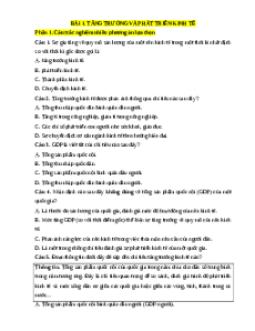 Trắc nghiệm Bài 1: Tăng trưởng và phát triển kinh tế Kinh tế pháp luật 12 Đúng-Sai, Trả lời ngắn 2025