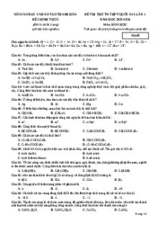 Đề thi thử tốt nghiệp Hóa học Sở GD&ĐT Thanh Hóa lần 1 năm 2024