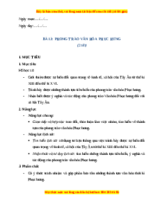 Giáo án Bài 3 Lịch sử 7 Cánh diều (Phiên bản 2): Phong trào văn hóa Phục Hưng