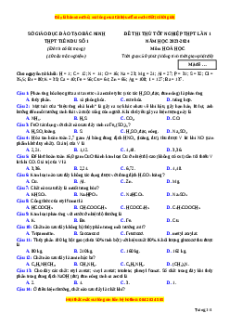 Đề thi thử tốt nghiệp Hóa học trường THPT Tiên Du 1 - Bắc Ninh lần 1 đề 1 năm 2024
