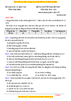 Đề thi thử Lịch Sử Sở Ninh Bình lần 1 năm 2021