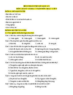 Đề cương ôn tập Giữa kì 1 Địa lí 9 Chân trời sáng tạo