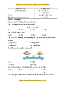 Đề thi cuối kì 1 Toán lớp 3 Cánh diều - Đề 16