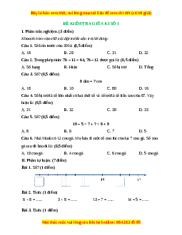 Đề thi giữa kì 1 Toán lớp 2 Cánh diều - Đề 1