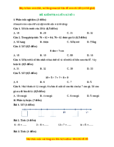 Đề thi giữa kì 1 Toán lớp 2 Cánh diều - Đề 1