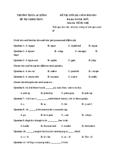 Đề thi giữa kì 1 Tiếng Anh 8 ilearn smart world trường THCS Lạc Hồng