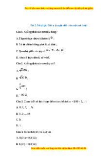 Trắc nghiệm Số thực. Giá trị tuyệt đối của một số thực Toán 7 Chân trời sáng tạo