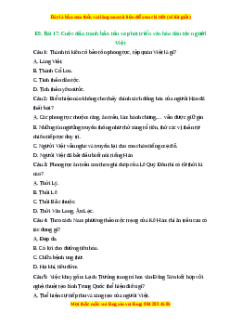 Trắc nghiệm Bài 17 Lịch sử 6 Kết nối tri thức: Cuộc đấu tranh bảo tồn và phát triển văn hóa dân tộc của người Việt