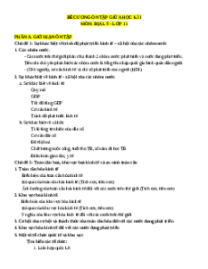 Đề cương ôn tập Giữa kì 1 Địa lí 11 Chân trời sáng tạo