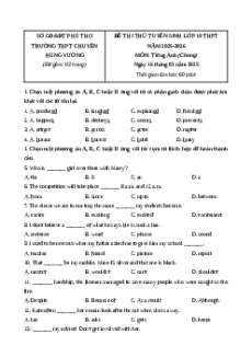 Đề thi thử vào 10 Tiếng Anh 2025 trường THPT Chuyên Hùng Vương (Phú Thọ) lần 1