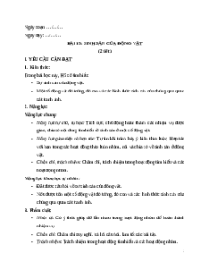 Giáo án Bài 15 Khoa học lớp 5 Kết nối tri thức: Sinh sản của động vật