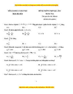 Đề thi thử Toán Sở Thái Nguyên năm 2021