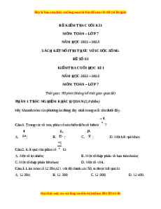 Đề thi cuối học kì 1 Toán 7 Kết nối tri thức có đáp án (Đề 3)