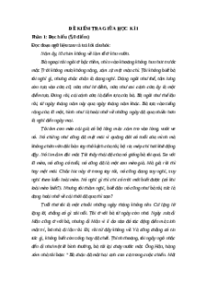 Đề thi giữa kì 1 Ngữ văn 12 Cánh diều (Đề 7)