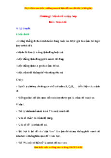 Lý thuyết Toán 10 Chân trời sáng tạo Bài 1: Mệnh đề