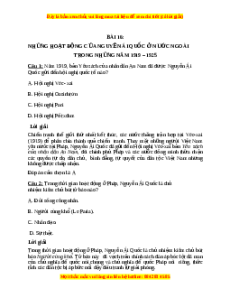 Trắc nghiệm Bài 16: Những hoạt động của Nguyễn Ái Quốc ở nước ngoài trong những năm 1919-1925 Lịch sử 12