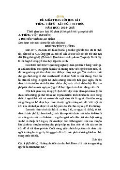 Đề thi cuối kì 1 Tiếng Việt lớp 5 Kết nối tri thức (Đề 8)