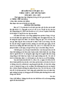 Đề thi cuối kì 1 Tiếng Việt lớp 5 Kết nối tri thức (Đề 8)