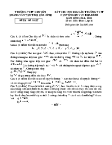 Đề thi HSG Toán 11 Trường THPT Chuyên Hoàng Văn Thụ - Hòa Bình