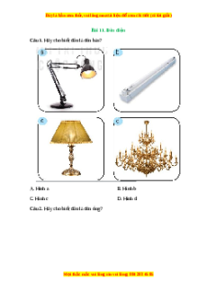 Trắc nghiệm Bài 11 Công nghệ 6 Kết nối tri thức: Đèn điện