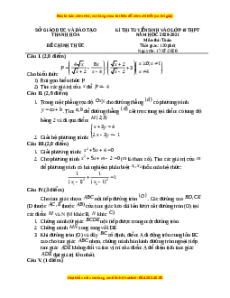 Đề thi vào 10 môn Toán tỉnh Thanh Hóa (Hệ không chuyên) năm 2021