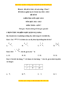 Đề thi giữa học kì 2 Toán 7 Kết nối tri thức có đáp án (Đề 5)