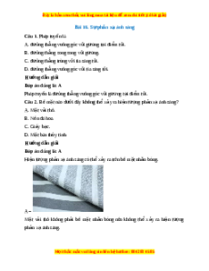 Trắc nghiệm Sự phản xạ ánh sáng KHTN 7 Kết nối tri thức