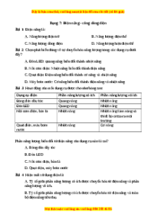 Trắc nghiệm Điện năng - Công dòng điện Vật lí 9