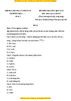 Đề thi giữa kì 2 KHTN 8 Chân trời sáng tạo (song song) - Đề 2