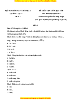 Đề thi giữa kì 2 KHTN 8 Chân trời sáng tạo (song song) - Đề 2