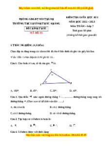 Đề thi giữa kì 1 Toán 7 Kết nối tri thức THCS Huỳnh Thúc Kháng - Quảng Nam