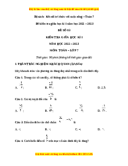 Đề thi giữa kì 1 Toán 7  Kết nối tri thức có đáp án (Đề 3)