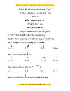 Đề thi giữa kì 1 Toán 7  Kết nối tri thức có đáp án (Đề 3)