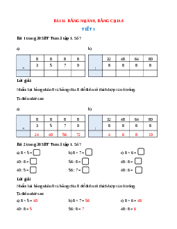 VBT Toán lớp 3 Bài 11 (Kết nối tri thức): Bảng nhân 8, bảng chia 8