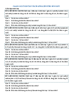 Chuyên đề dạy thêm Chủ đề 5: Bài toán thuỷ phân hỗn hợp ester đơn chức Hóa học 12 (sách mới)
