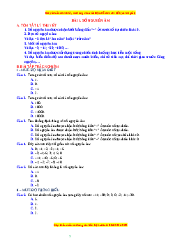 Chuyên đề Số nguyên âm Toán 6 Cánh diều