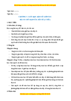 Giáo án Giới hạn của dãy số Toán 11 Kết nối tri thức