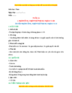 Giáo án Ôn tập phép cộng, phép trừ trong phạm vi 10 Toán lớp 1 Cánh diều